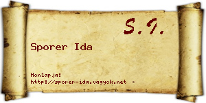 Sporer Ida névjegykártya